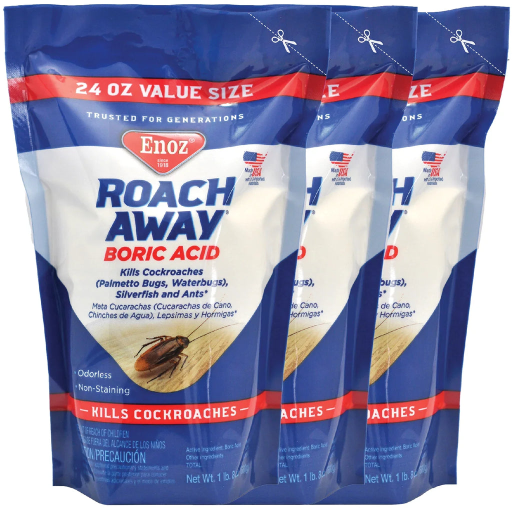Roach Powder, Killer, 24 (3 Away Boric Cockroach Enoz Pack) Pouch oz Acid