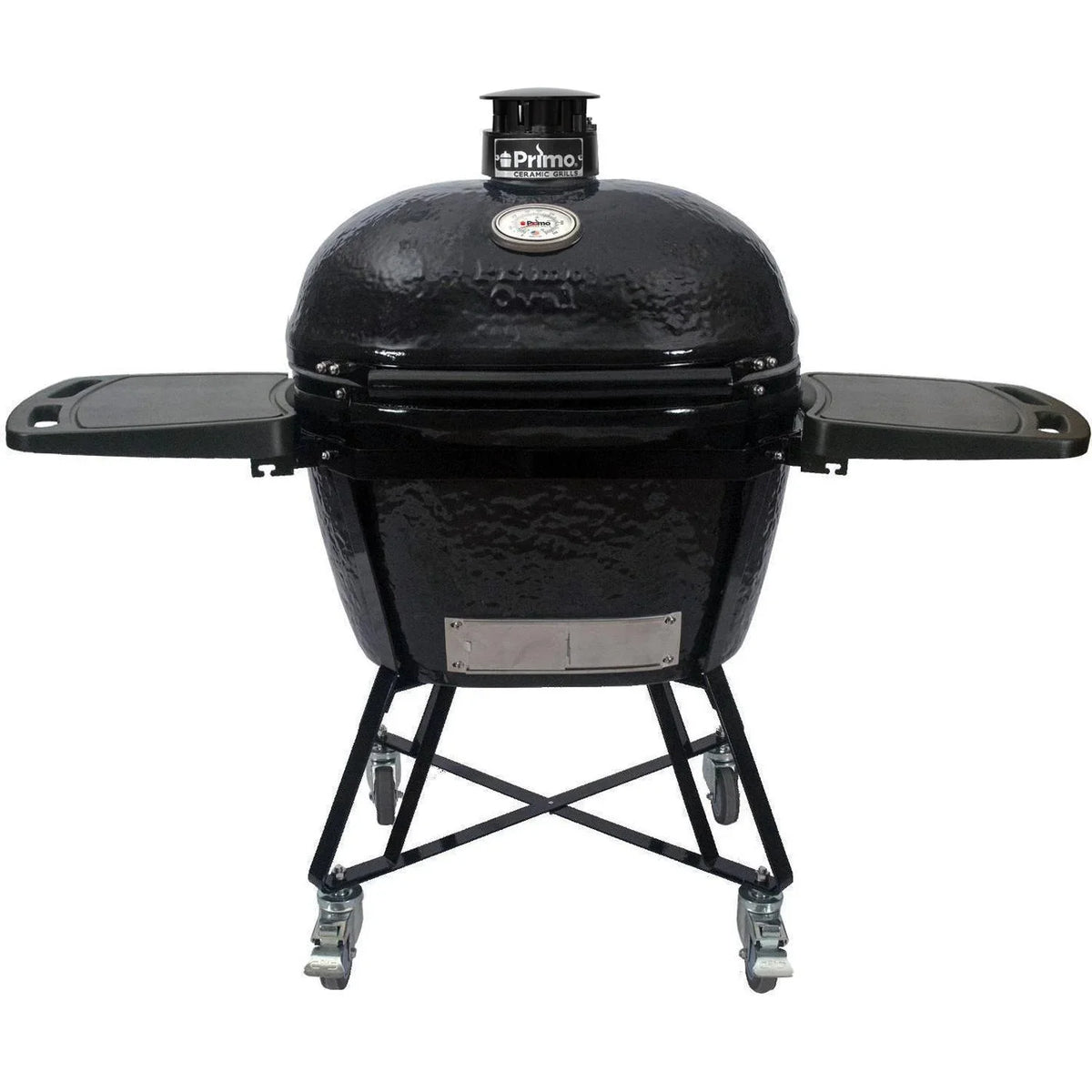 Ceramic All-In-One Shelves, Kamado Side Grates XL (2021) PGCXLC Steel Cradle, With Stainless And Grill - 400 Oval Primo