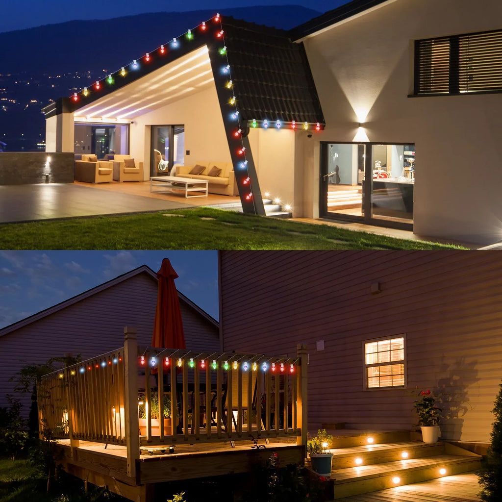 Light C9 Bulbs Changing Lights Waterproof 20 23ft Outdoor, String Christmas Lights LED Eva's Color