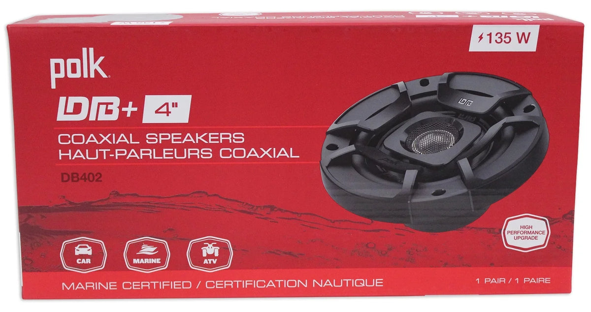 270 Speakers+Rockmat DB402 Watt Audio Car Polk ATV/Motorcycle/Boat Audio (2) 4"