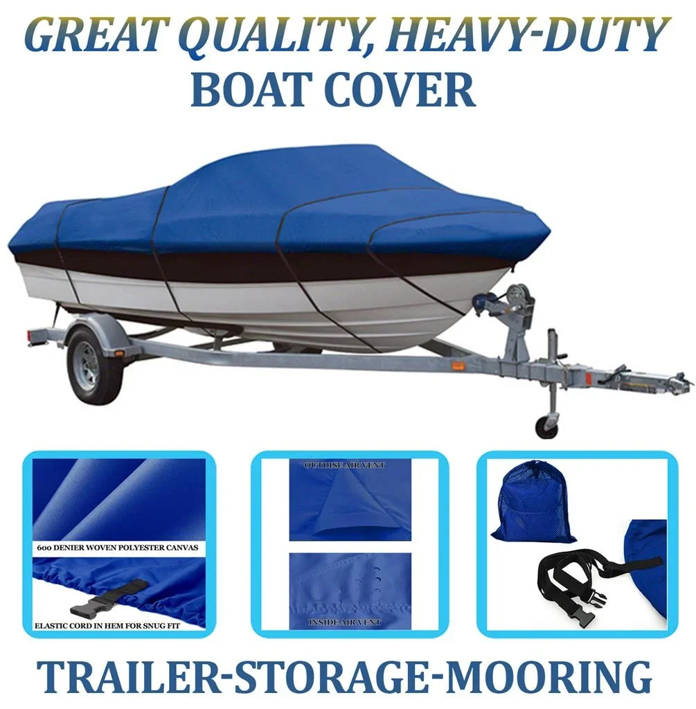 Length, for BLUE, GREAT and BOAT Compatible COVER to up QUALITY Tri-Hull Aluminum V-Hull Boat 16'-17' Bowrider and Beam Bass 90" width