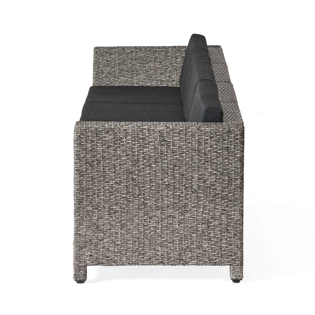Venice with and Seater Black Mixed Dark Wicker 4 Sofa Sectional GDF Outdoor Cushions, Studio Gray