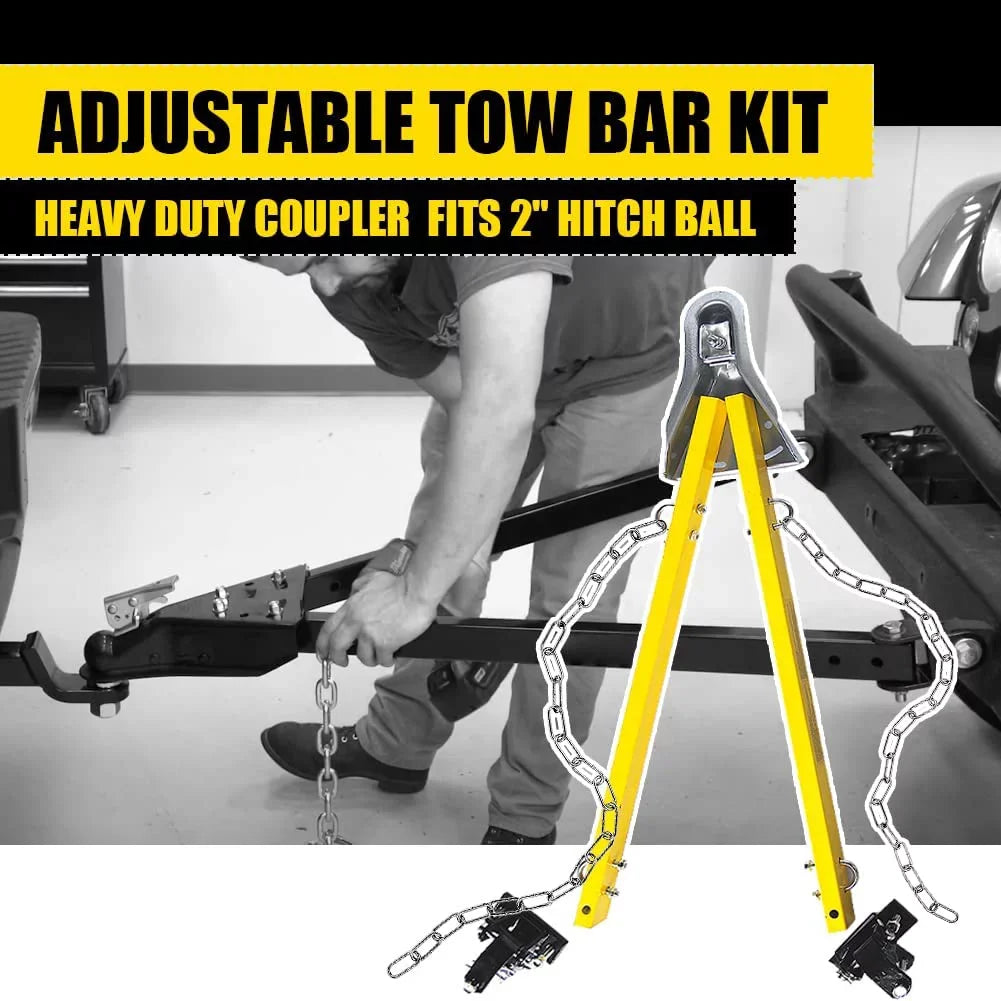Kit Towing System Tow Yellow Bar Mount Adjustable Bar w/Chains Jeep Bumper with Adjustable Compatible Car Truck RV 5000lb HPDAVV Tow /