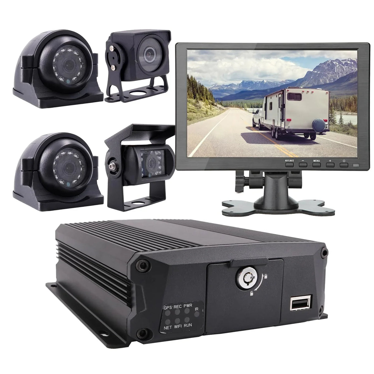 Mobile Waterproof Channel JOINLGO View 2.0MP 4 AHD Kit 10 Car Side Recorder 1080P Screen Night Camera DVR H.264 Vision Vehicle MDVR Car with Rear Video inches Front