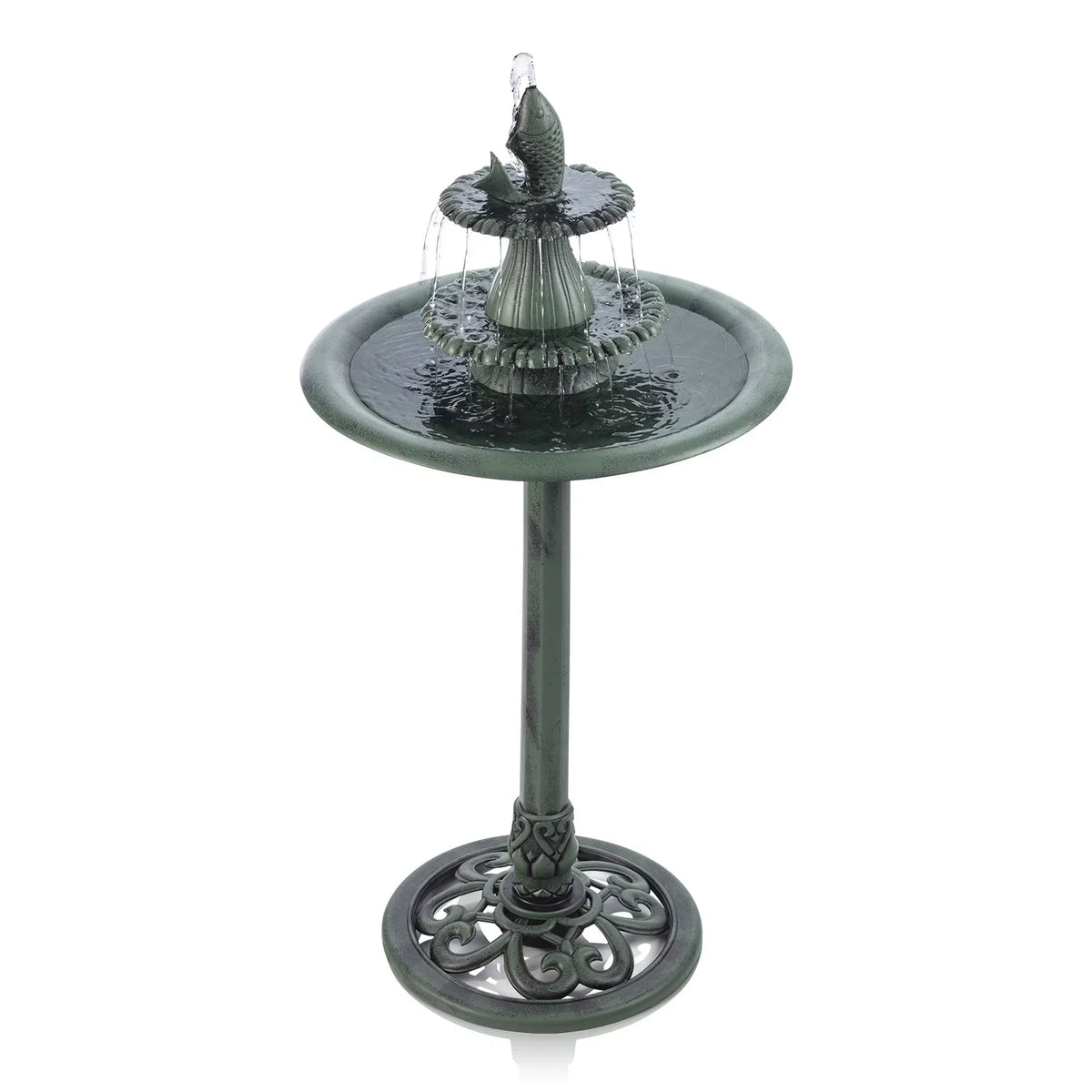 Plastic Green Pedestal Corporation Alpine Bird Fountain Bath, 3-Tier