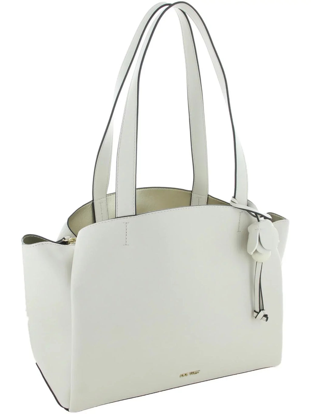 Medium Womens Faux East/West Satchel Ivory Leather Handbag Nine West Mariele