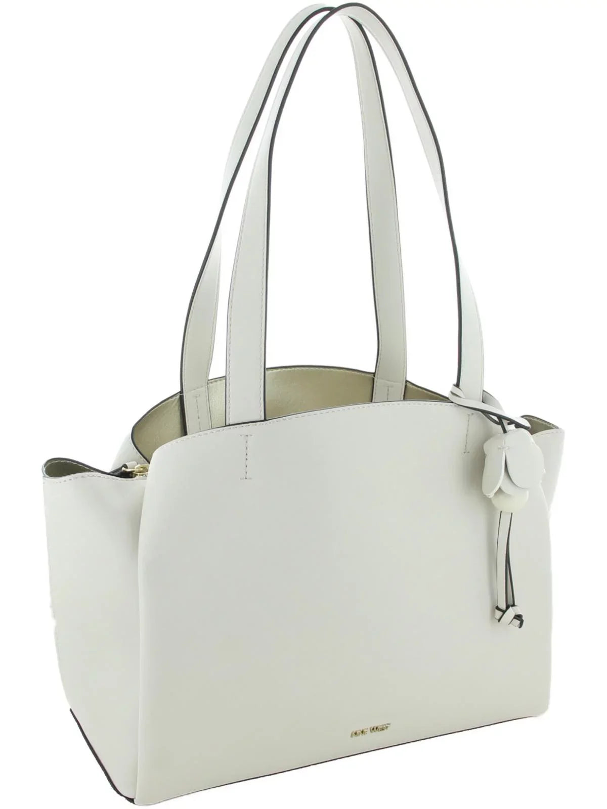 Medium Womens Faux East/West Satchel Ivory Leather Handbag Nine West Mariele