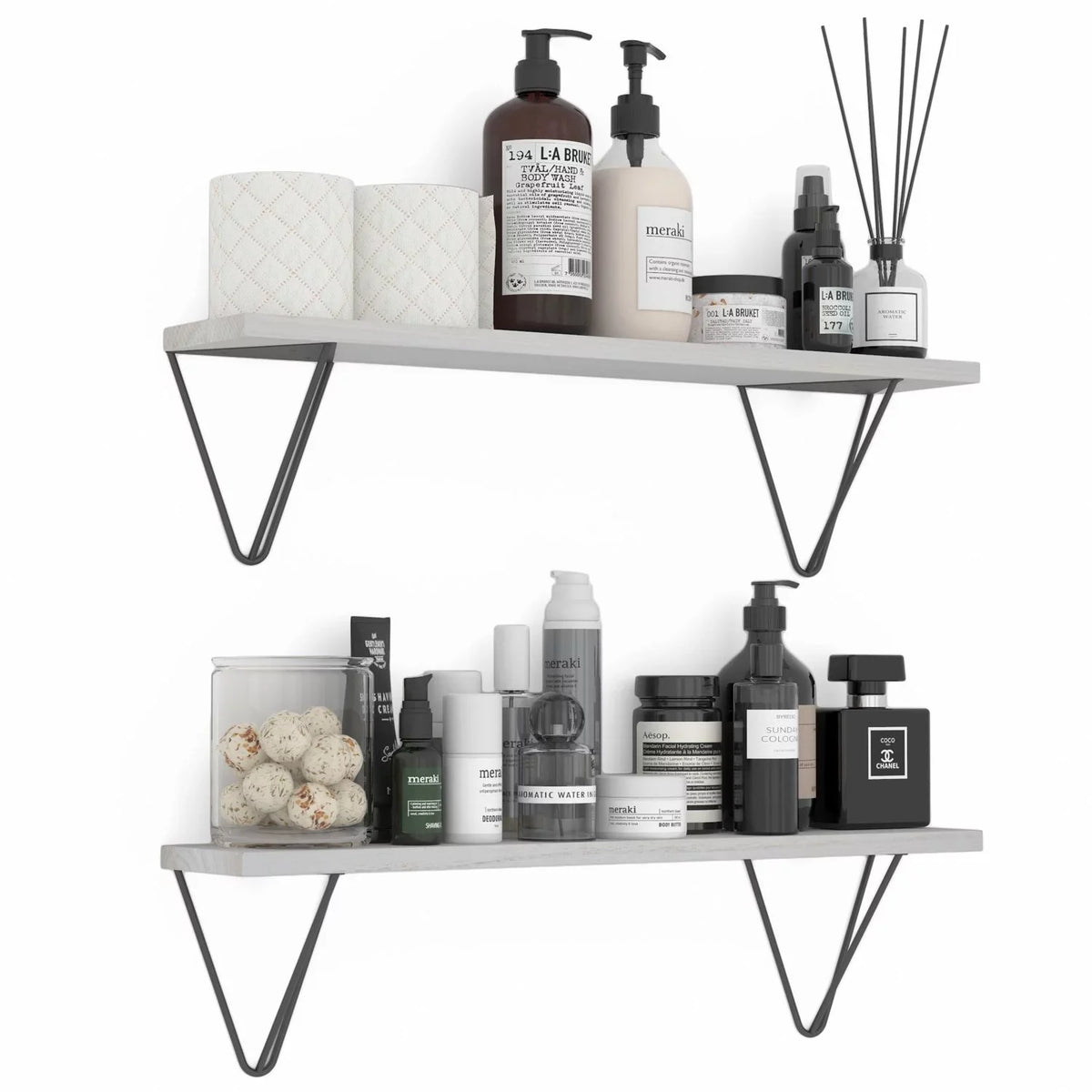 Over Floating Room Toilet Laundry Wall Shelf 24" Set Colmar Storage White, Shelves, of Bathroom Organizer The Wallniture 2