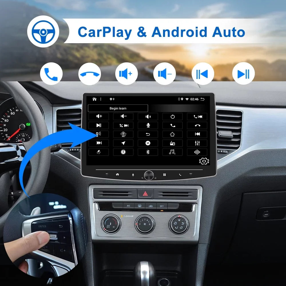1 Player Android Car Radio Touch Receiver USB USB Carplay with Audio 10 Single Multimedia Camera Screen Din Mirror Stereo HD Link Reversing Bluetooth AHD Inch FM Apple Auto including