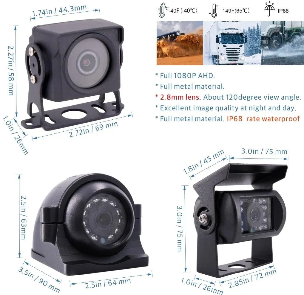 Mobile Waterproof Channel JOINLGO View 2.0MP 4 AHD Kit 10 Car Side Recorder 1080P Screen Night Camera DVR H.264 Vision Vehicle MDVR Car with Rear Video inches Front