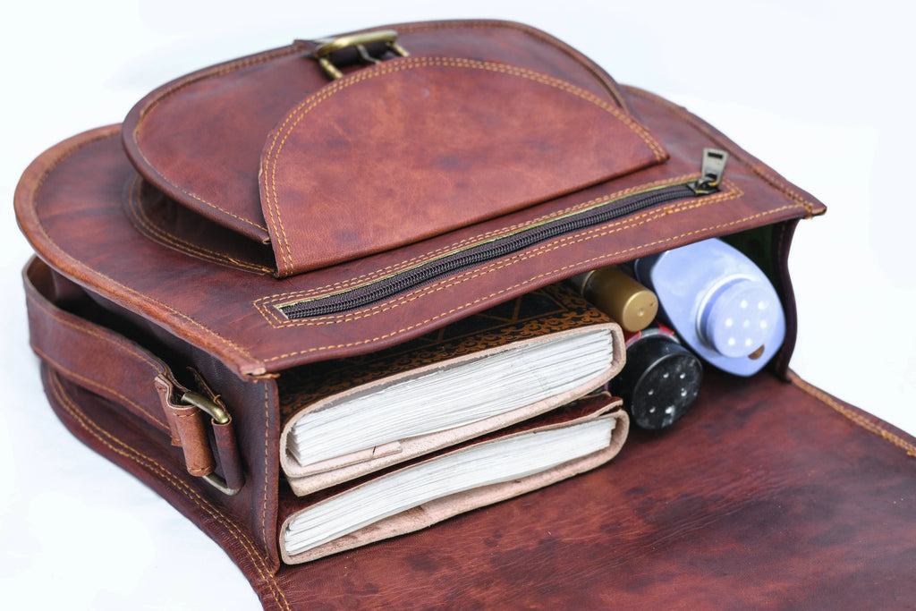 Tablet Purse Rustic Saddle Real 9" Body Bag Shoulder Women's Leather Satchel Cross Handbags Retro Vintage