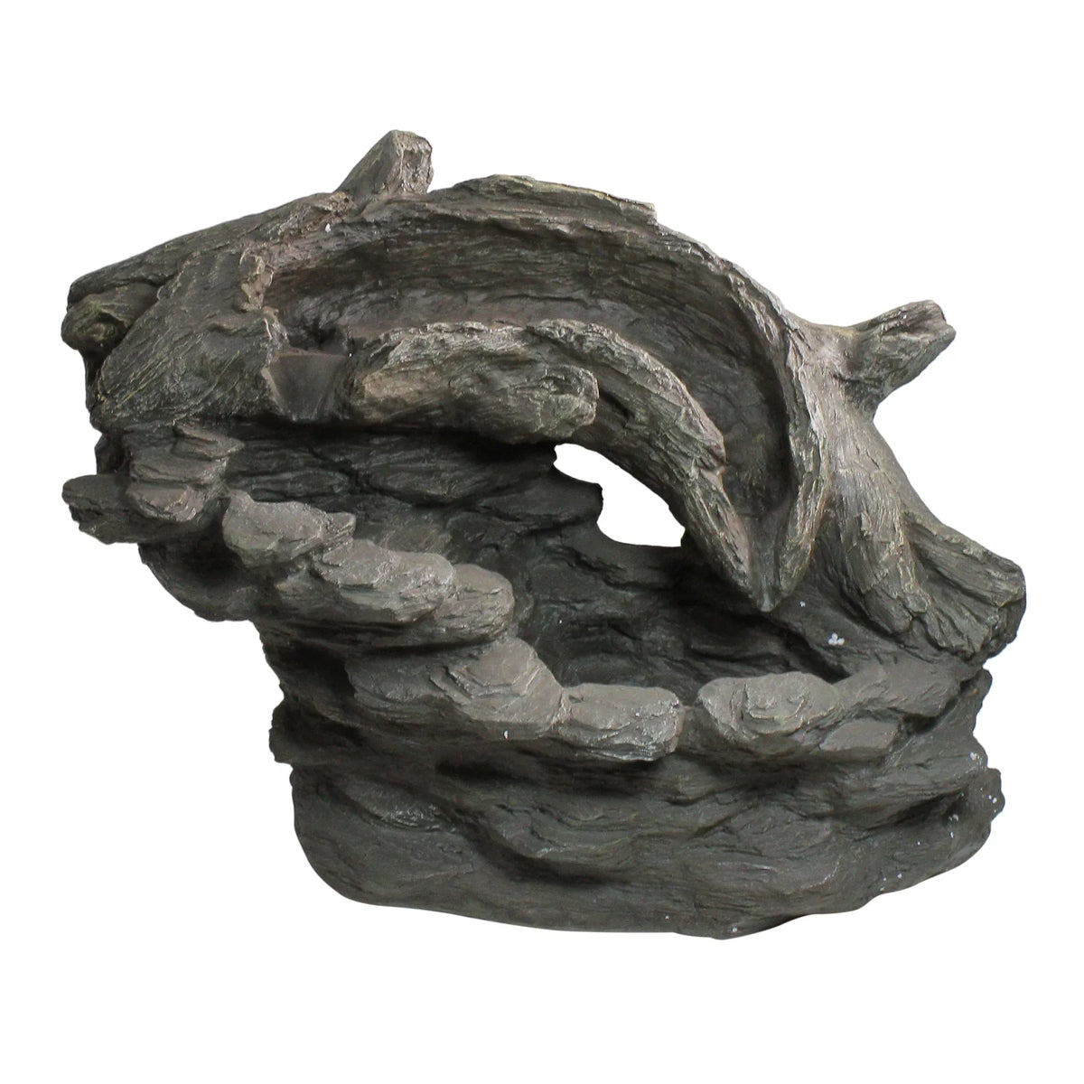 27" Garden Fountain Water and Rock Outdoor Faux Wood Northlight