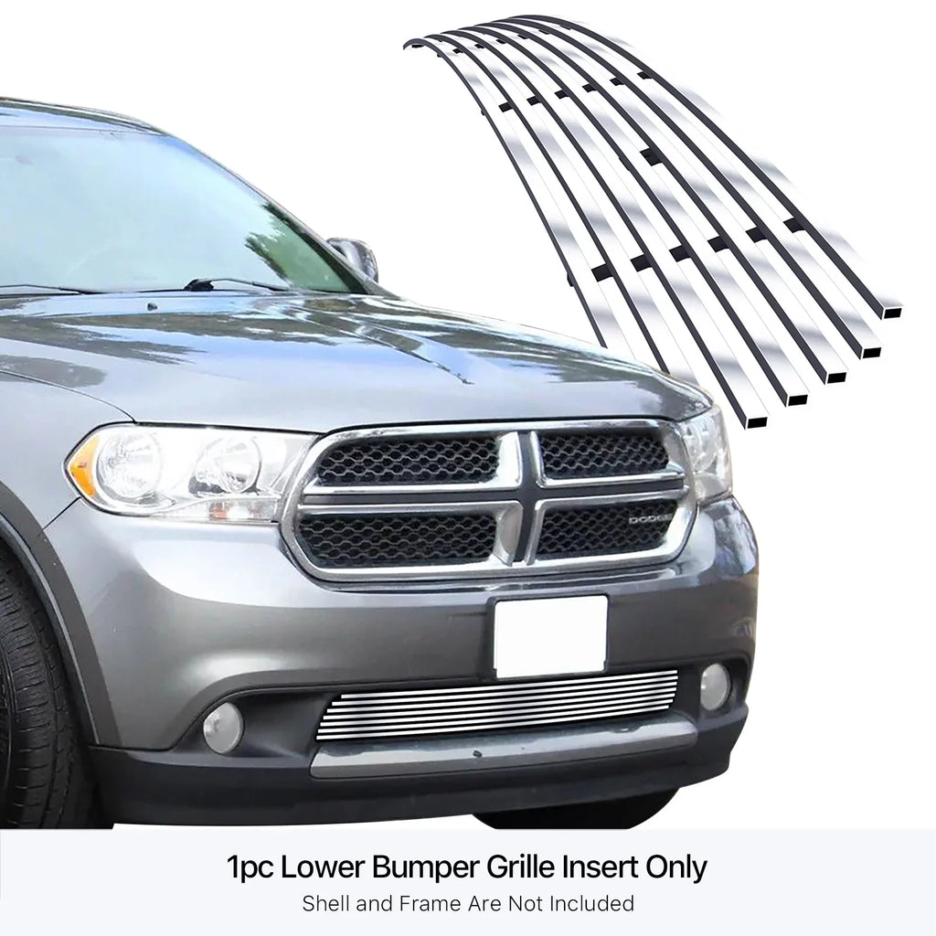 Dodge N19-C96866D Steel Compatible Horizontal Stainless Lower Billet 8x6 Bumper Silver APS Premium Grille Durango with 2011-2013