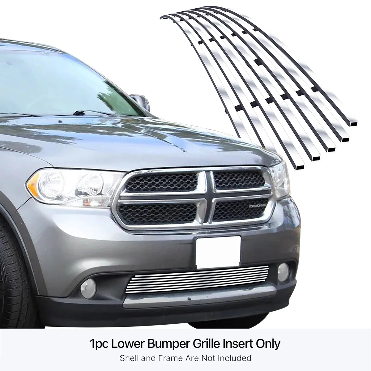 Dodge N19-C96866D Steel Compatible Horizontal Stainless Lower Billet 8x6 Bumper Silver APS Premium Grille Durango with 2011-2013