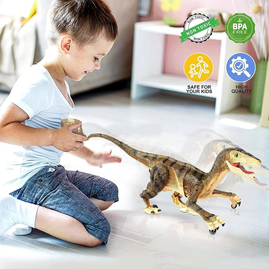 Boys Age Remote Old Dinosaur 3-5, RC for with - Toys Dinosaur T-Rex Lights Years Brown 5-7, JBee Robot Ctrl Gifts 8-12 Control and Girls Toy Kids Walking Sounds Boys for