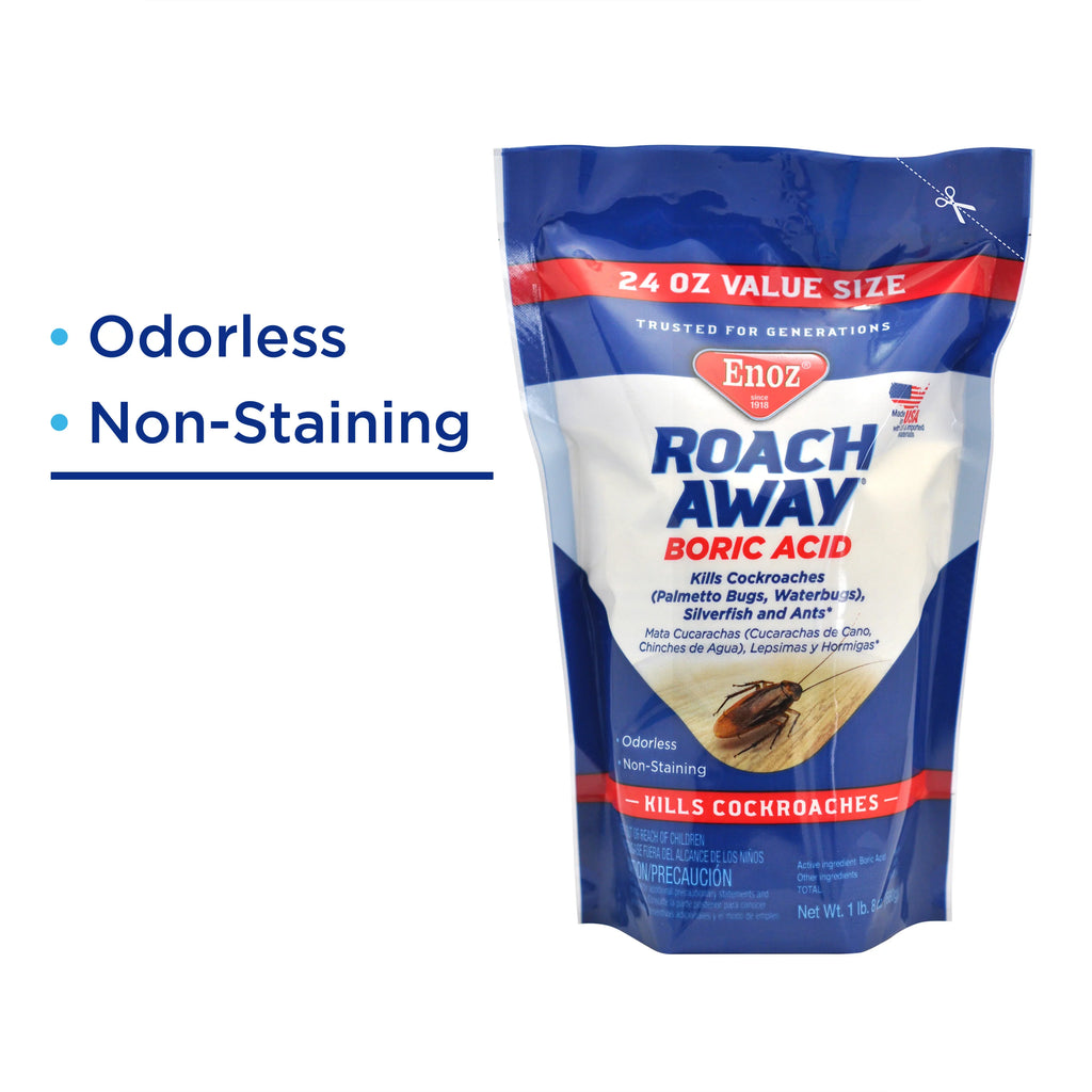 Roach Powder, Killer, 24 (3 Away Boric Cockroach Enoz Pack) Pouch oz Acid