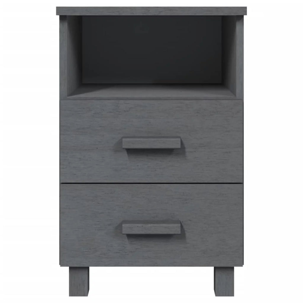 Wood pcs 15.7"x13.8"x24.4" Gray 2 Bedside Irfora Dark Solid Cabinets HAMAR