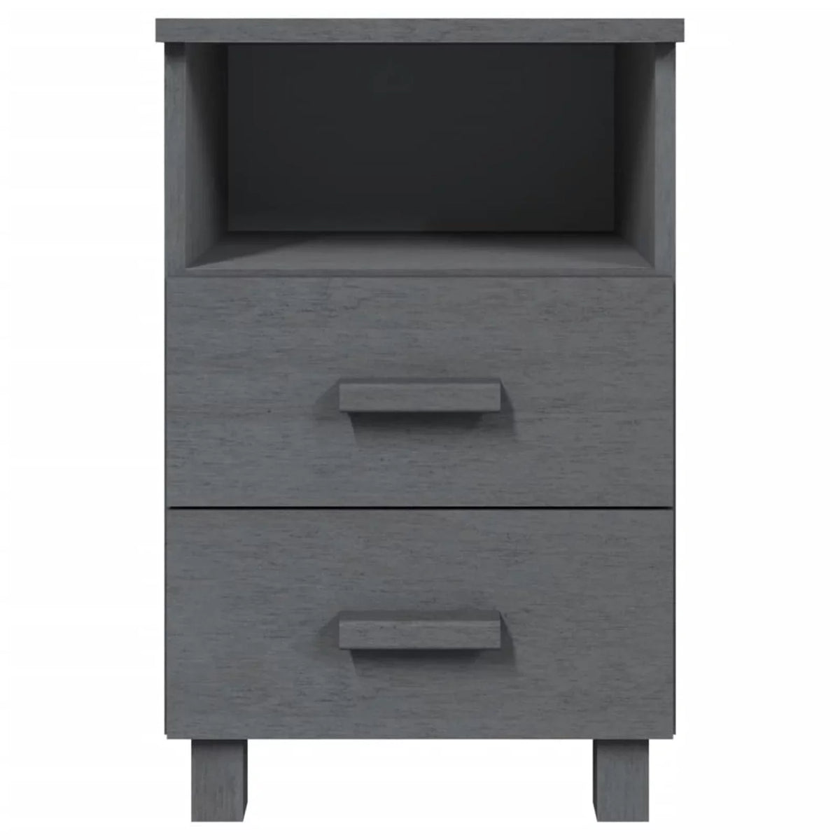 Wood pcs 15.7"x13.8"x24.4" Gray 2 Bedside Irfora Dark Solid Cabinets HAMAR