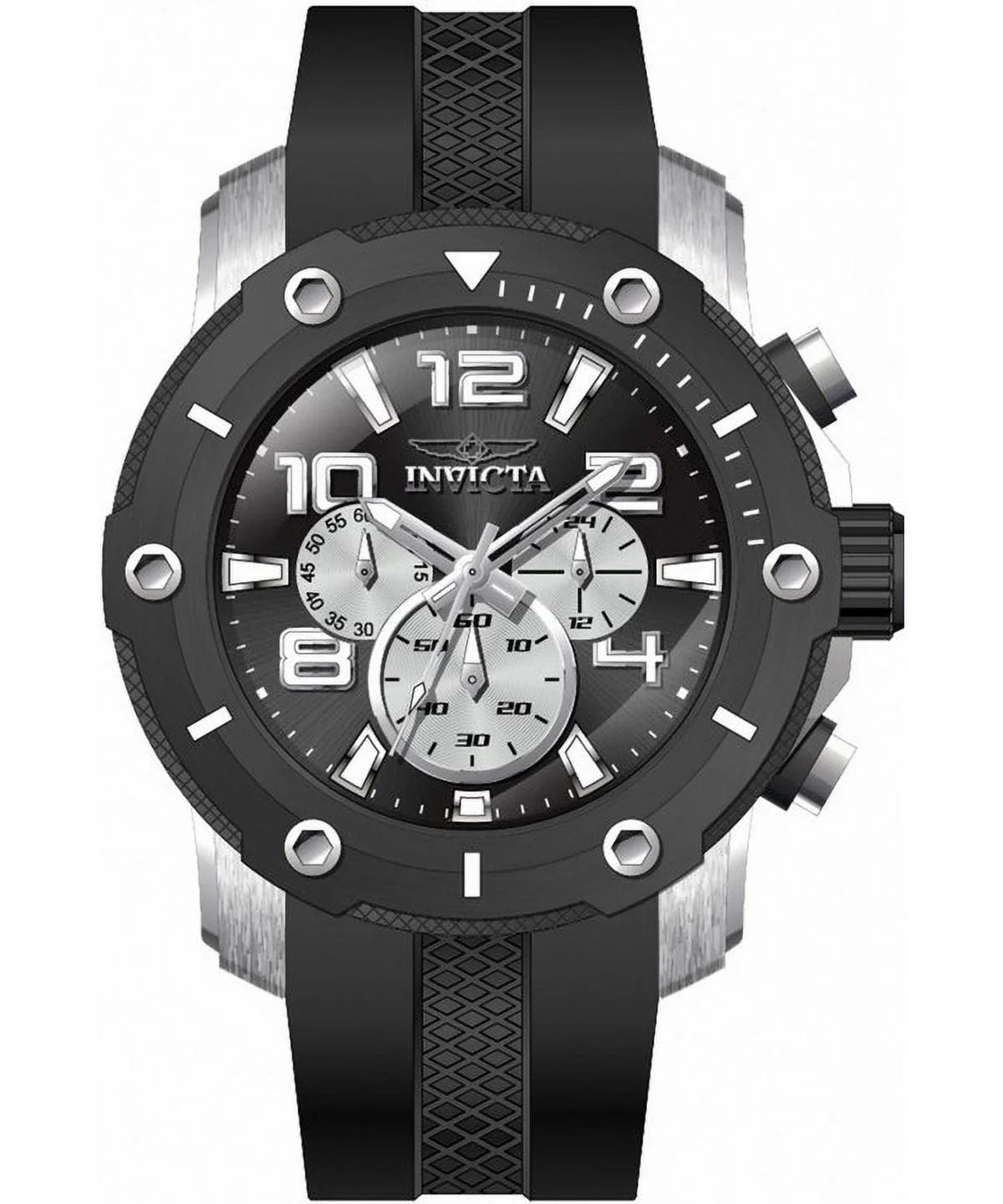 Diver Men's Watch Quartz Dial Pro Silicone Invicta 45739 Chronograph Black 100M Strap