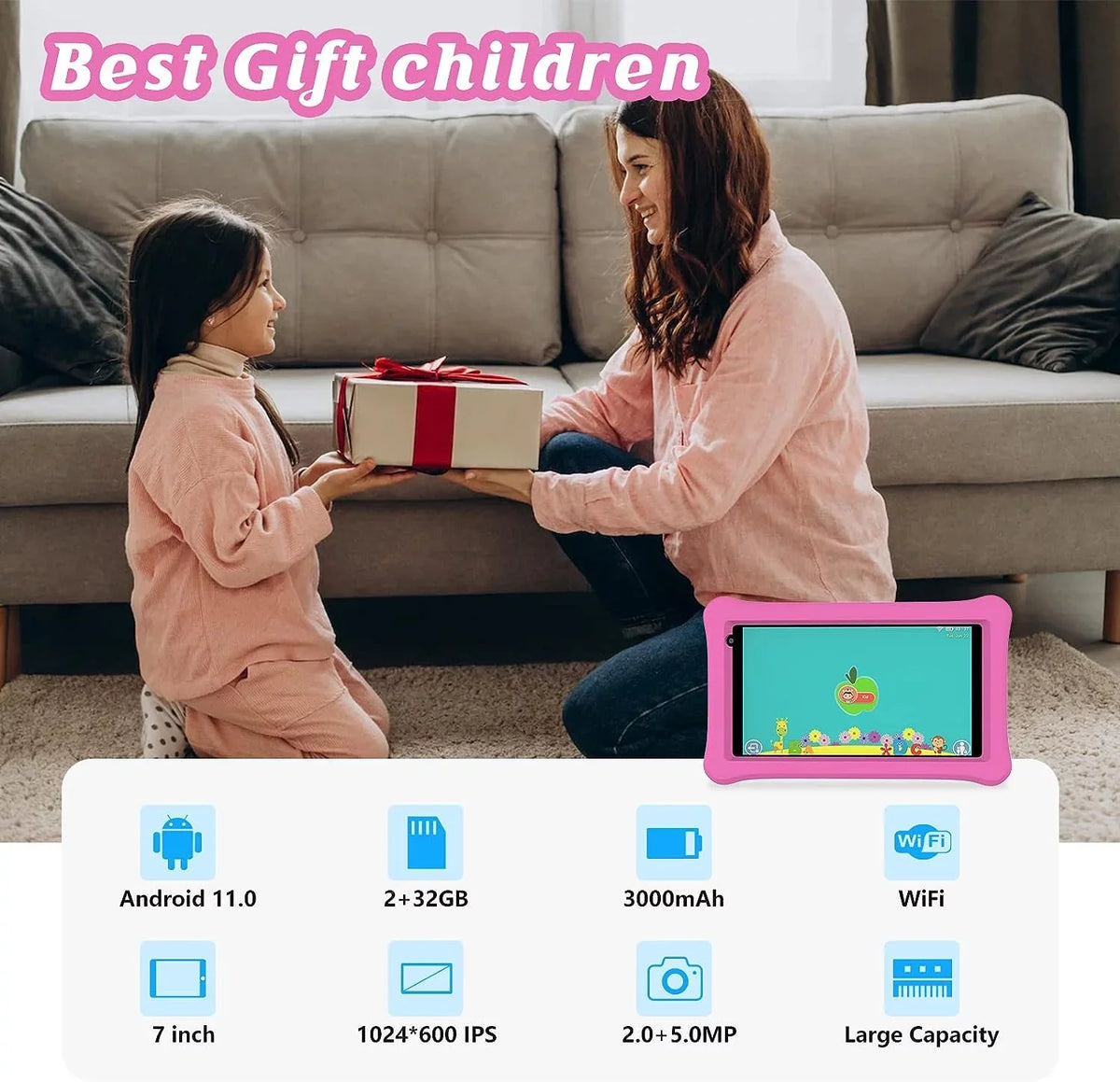 Certificated, Dual ROM WiFi, 11 Tablet for RAM Kids Tablet with Kids Tablets, for Control 32GB Bluetooth, Tablet Toddler Androrid Camera, Learning Parental Google Case, 7 Tablet, 2GB inch