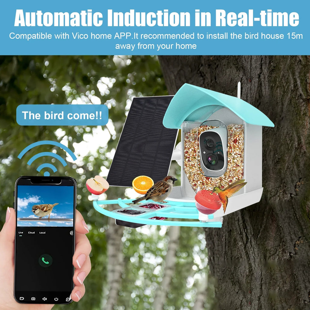 Feeder Video Video 1080pVideo Species 1080p Wireless Camera Camera Vico Powered With Resolution Owsoo Arealer Surveillance camera,PirAi Wifi Feeder Camera App Solar Pir Wifi Ai App