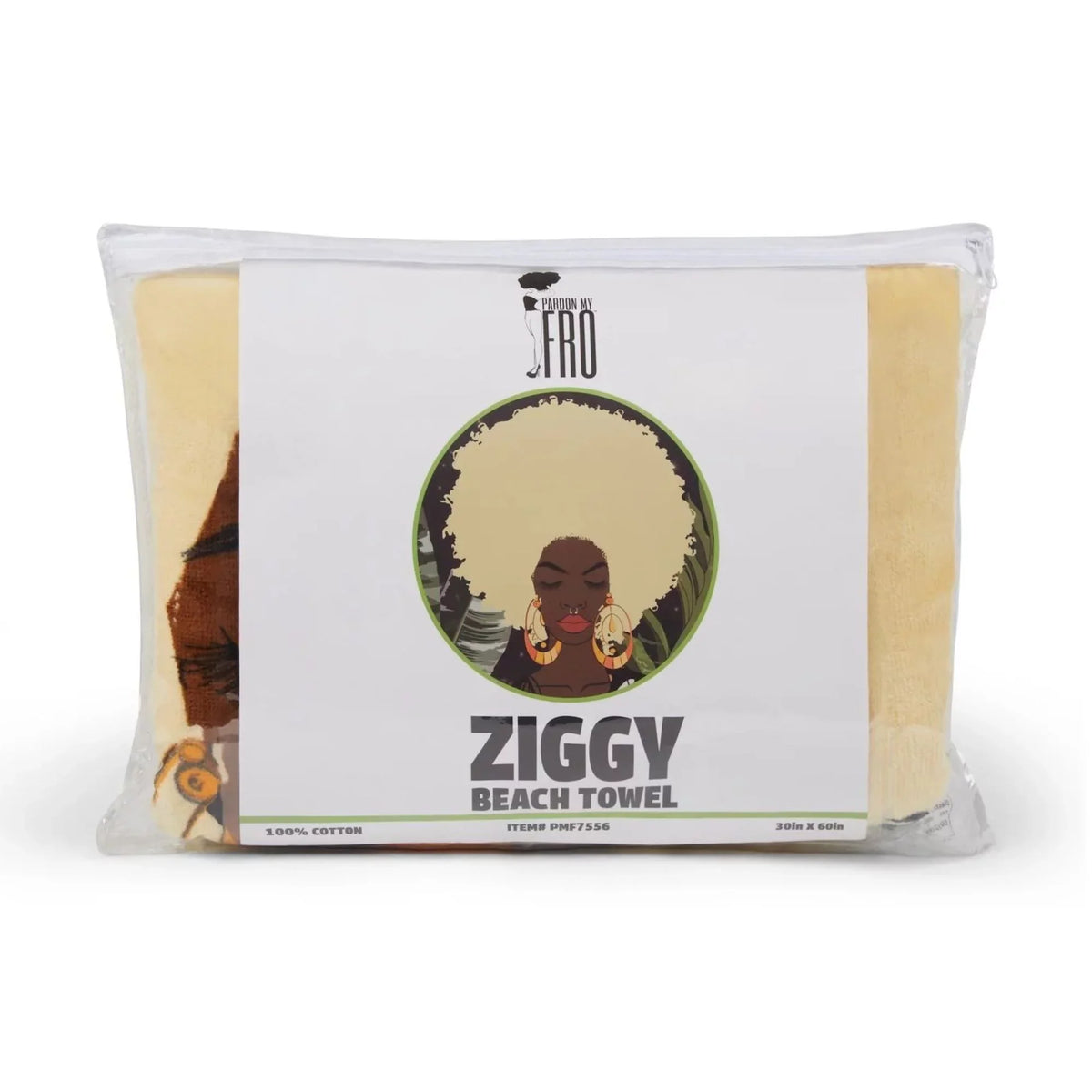 My Fro Plush Ziggy Pardon Cotton Piece 1 Large for 60", Beach Towel Women, 30" x