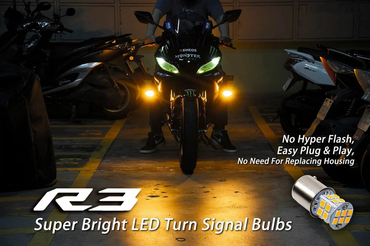 YZF LED Front Turn Super Signal Bulbs 2022 R3 (4pcs) (fits 2019~2021) Bright + Yamaha Rear
