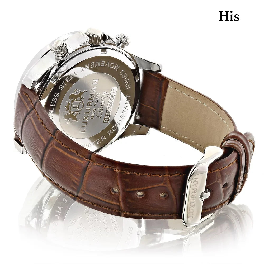 Watches Gold White His Matching Plated Hers Watches and MOP Diamond