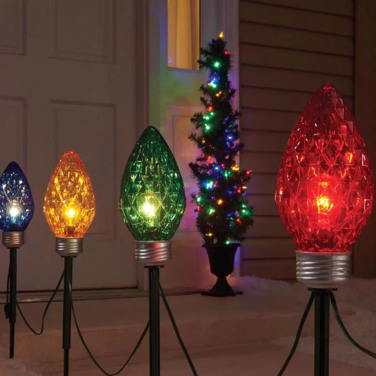 Incandescent Pathway Multi Celebrations C9 Bulb Decor Lights in. Faceted 13
