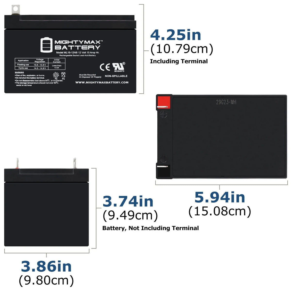 Pack Replacement Compatible 6 with 12V Electric - Scooter Evo ML15-12NB Battery 15AH 500W