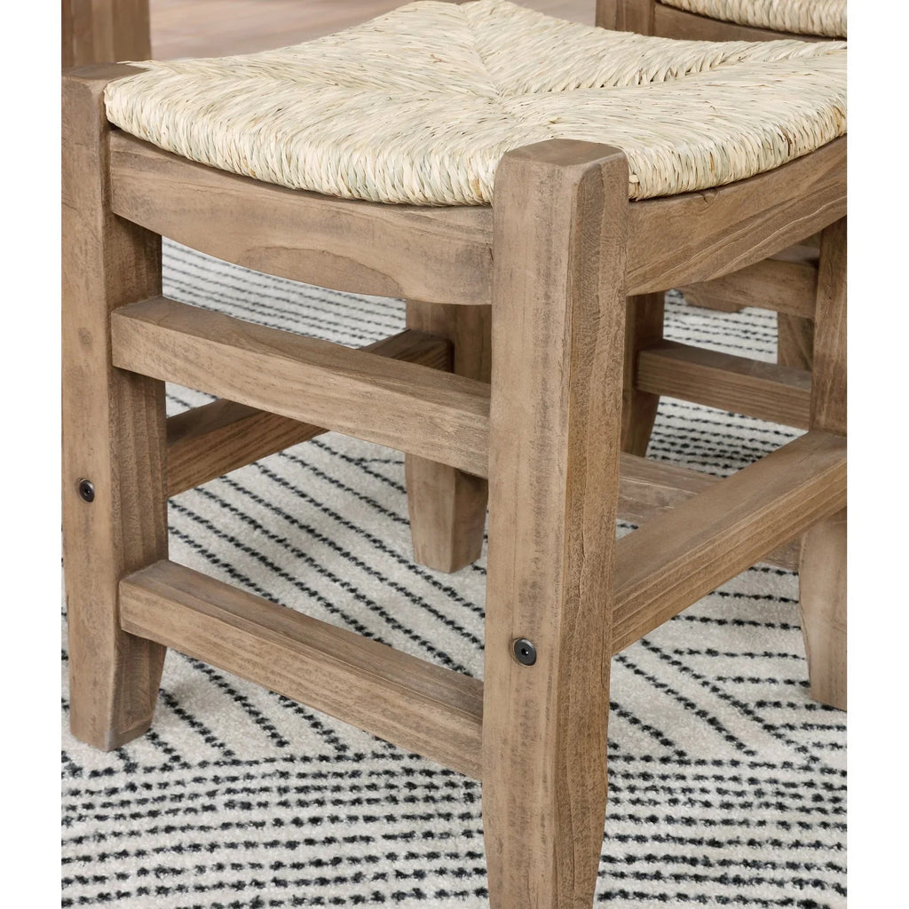 Two Newport with Stools 18"H Wood of Rush Alaterre Seats Set