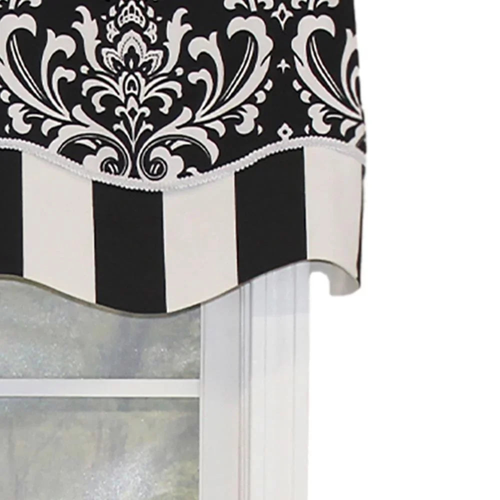 RLF X Black. Glory 16"L Valance Trimmed. Home Layered, Pocket, 3" Rod Ozbourne 50"W
