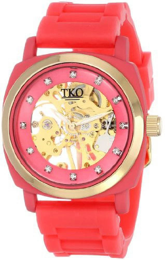 Rubber Rose TK626PK Women's Mechanical Movement Skeleton ORLOGI Watch Milano
