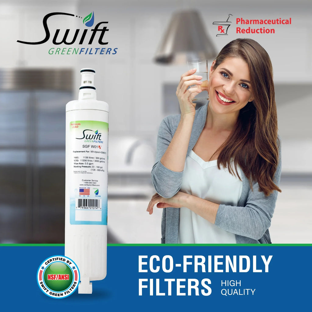 SGF-W01 Filters Whirlpool Water Pack) Replacement RX (3 Swift Filter Green EDR5RXD1 Refrigerator 4396508