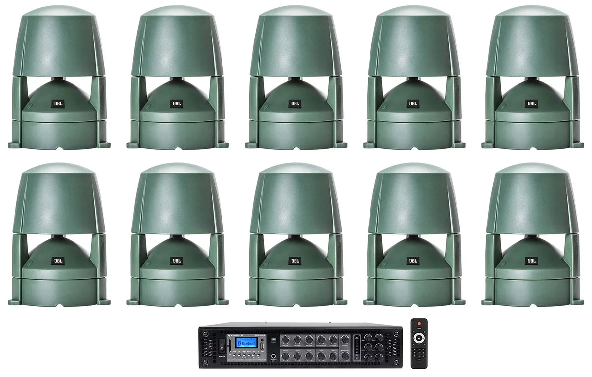 Outdoor 85M Commercial 5.25" Landscape 70v Speakers+Amplifier CONTROL JBL (10)