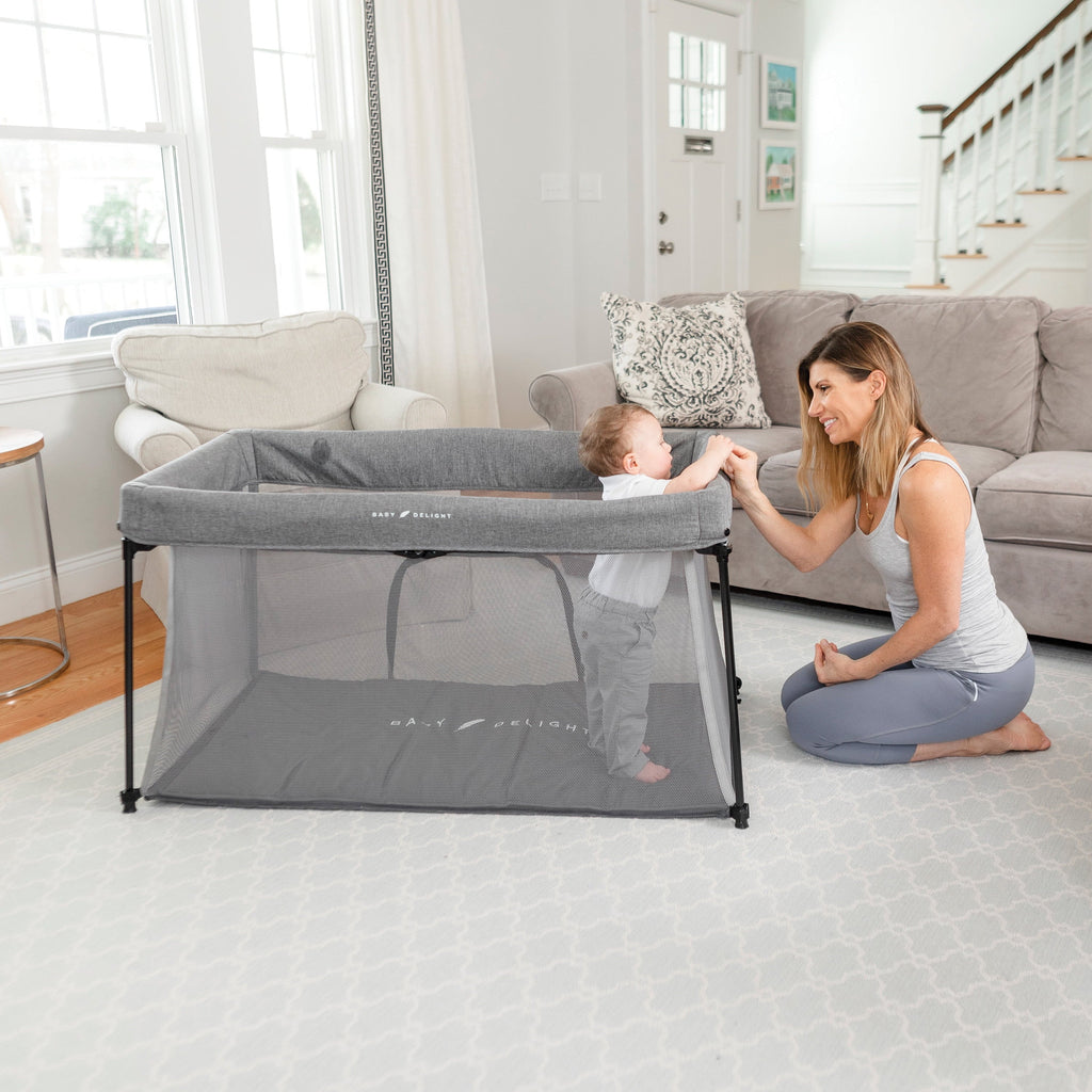 Crib Deluxe Charcoal Delight Tweed Baby Playard, Portable &