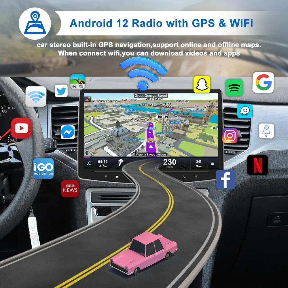1 Player Android Car Radio Touch Receiver USB USB Carplay with Audio 10 Single Multimedia Camera Screen Din Mirror Stereo HD Link Reversing Bluetooth AHD Inch FM Apple Auto including