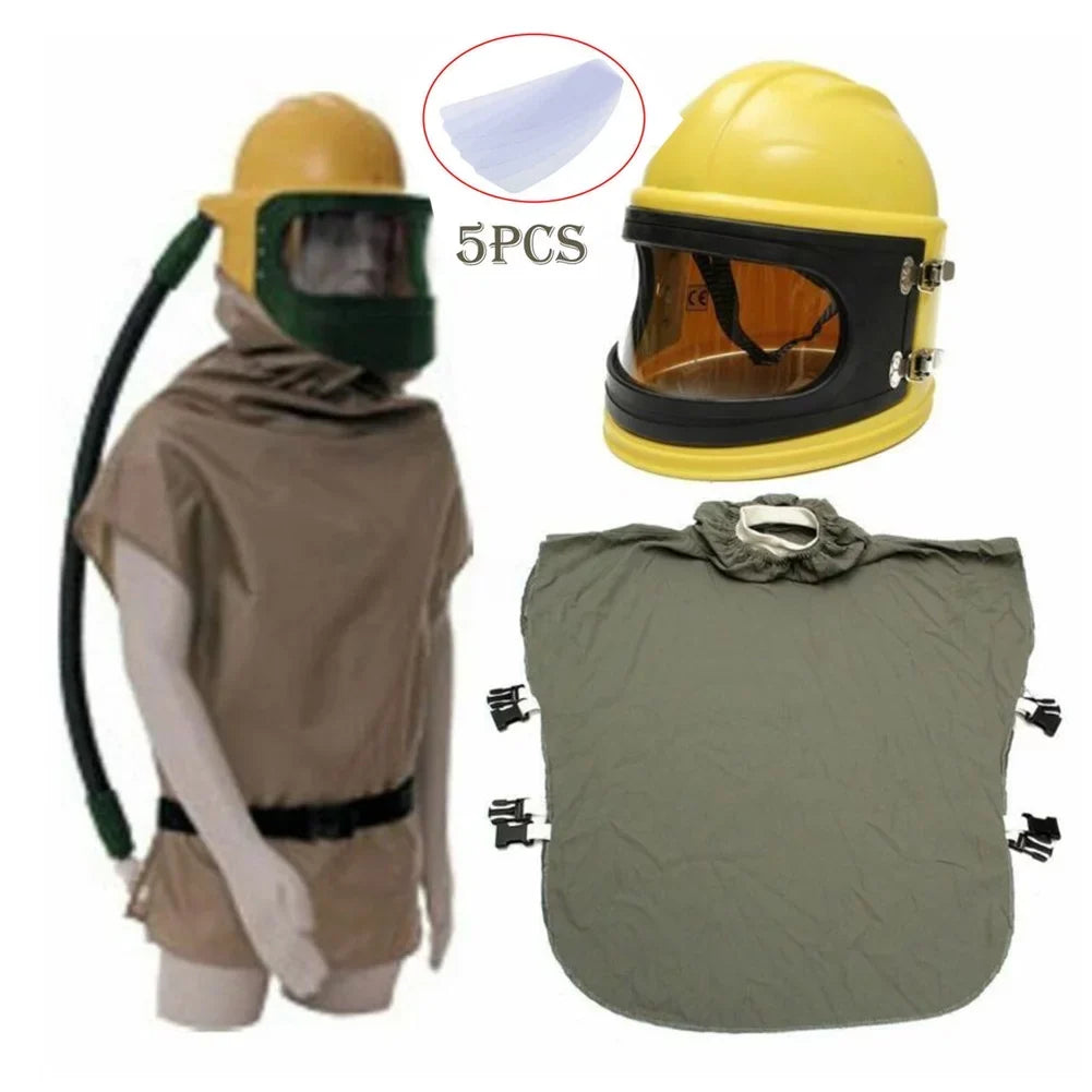 Hood Sandblast AIR Safety Helmet Supplied Protector Sand Yellow FED Blast