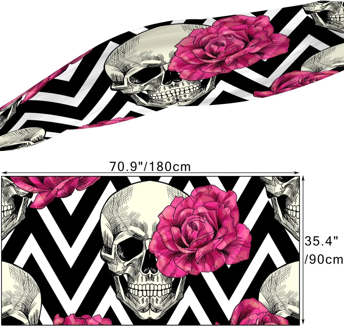 Hyjoy Lightweight And Pink Girls Silk Roses Wrap Women Skull Long Scarves Shawl for Scarf Neck
