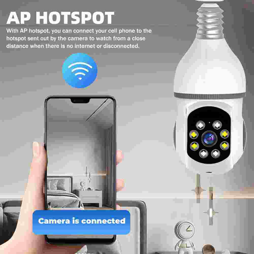 WiFi Cameras Clear Bulb Kepeak with Detection, Home Vision Security Motion Camera,