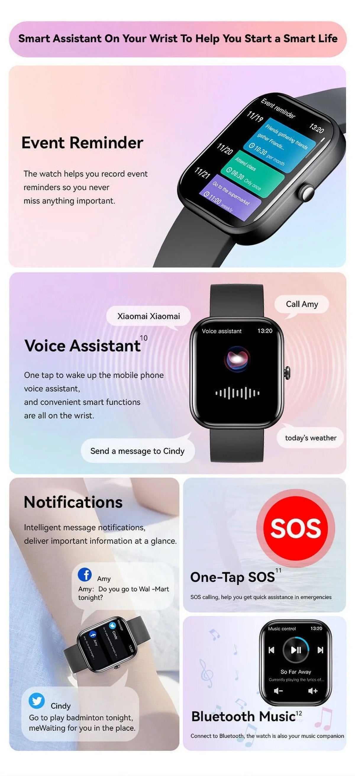 iOS GTS5 Fitness Smart Pressure Women Tracker for Blood Black and Watch Men Android