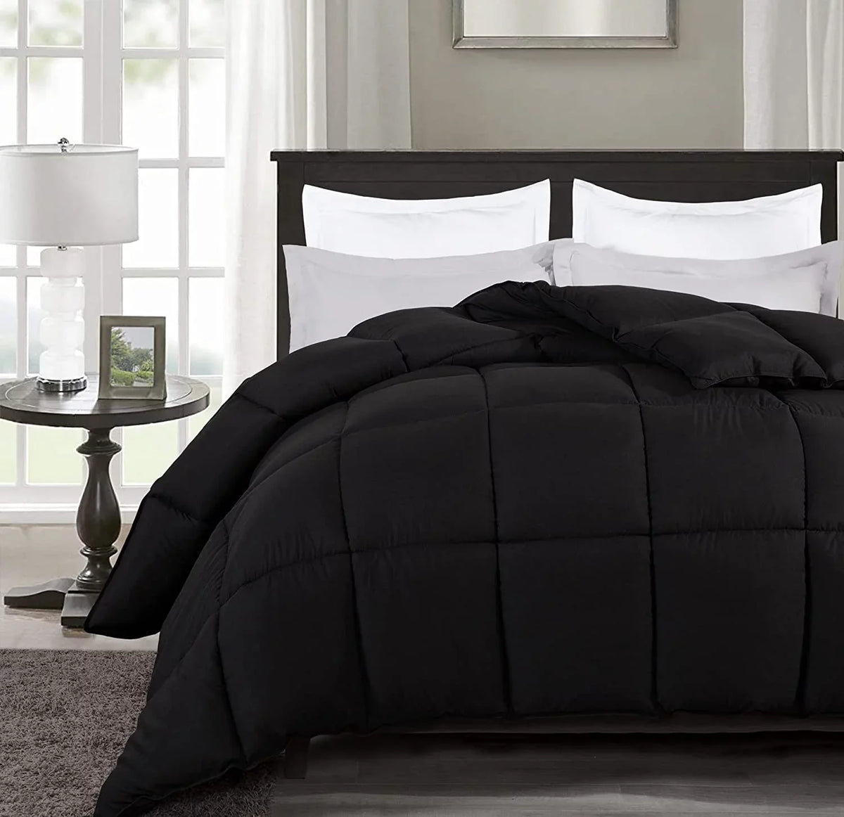 Alternative California Chezmoi Microfiber Size King, Collection Stitch Duvet - Fill - All (Cal Box Plush with Corner King Insert - Quilted Tabs Comforter Down Black) Season