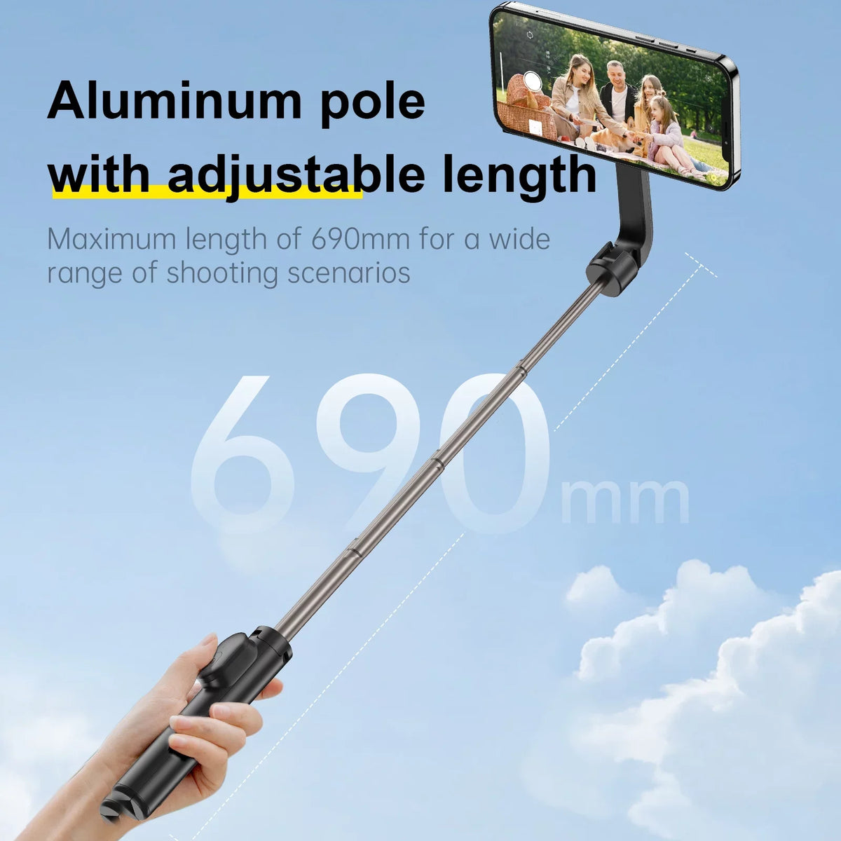 Tripod, for Selfie inch Remote with Magnetic , 27.1 Control TELESIN Stick Rotation