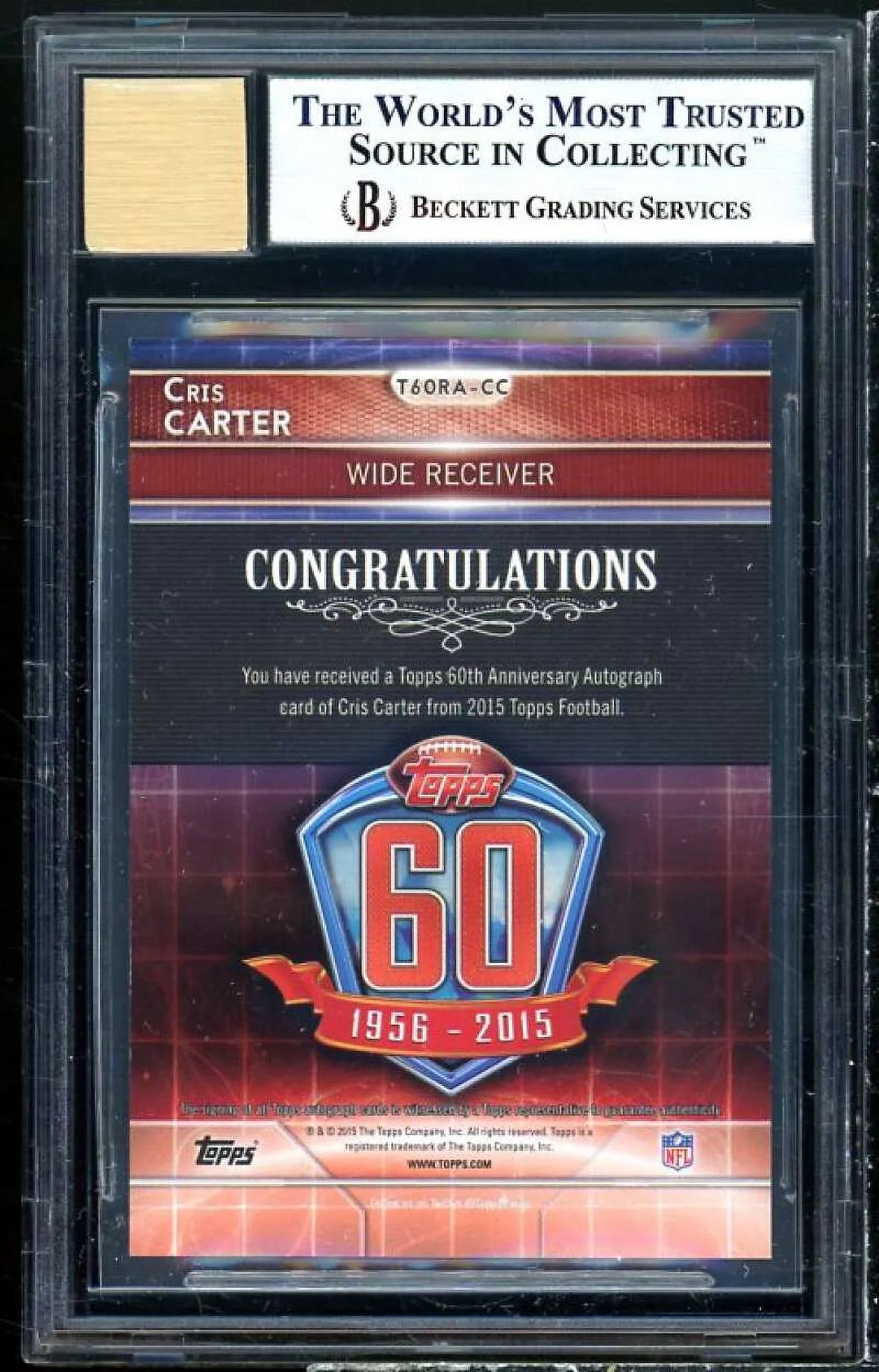 8.5 Carter Cris Autographs BGS Reprint #160RACC Rookie 2015 Topps Anniversary