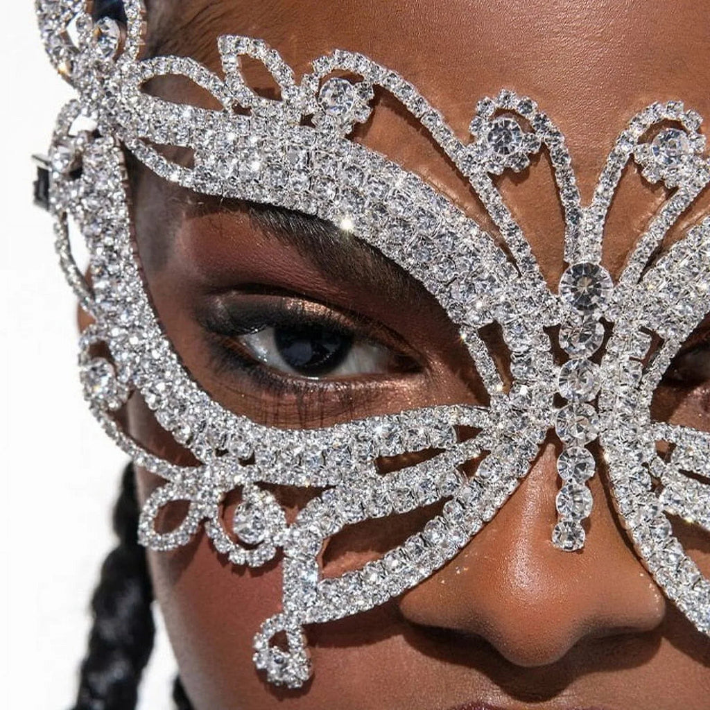 Accessories Halloween for Butterfly Masquerade Women Face Crystal Mask Rhinestone