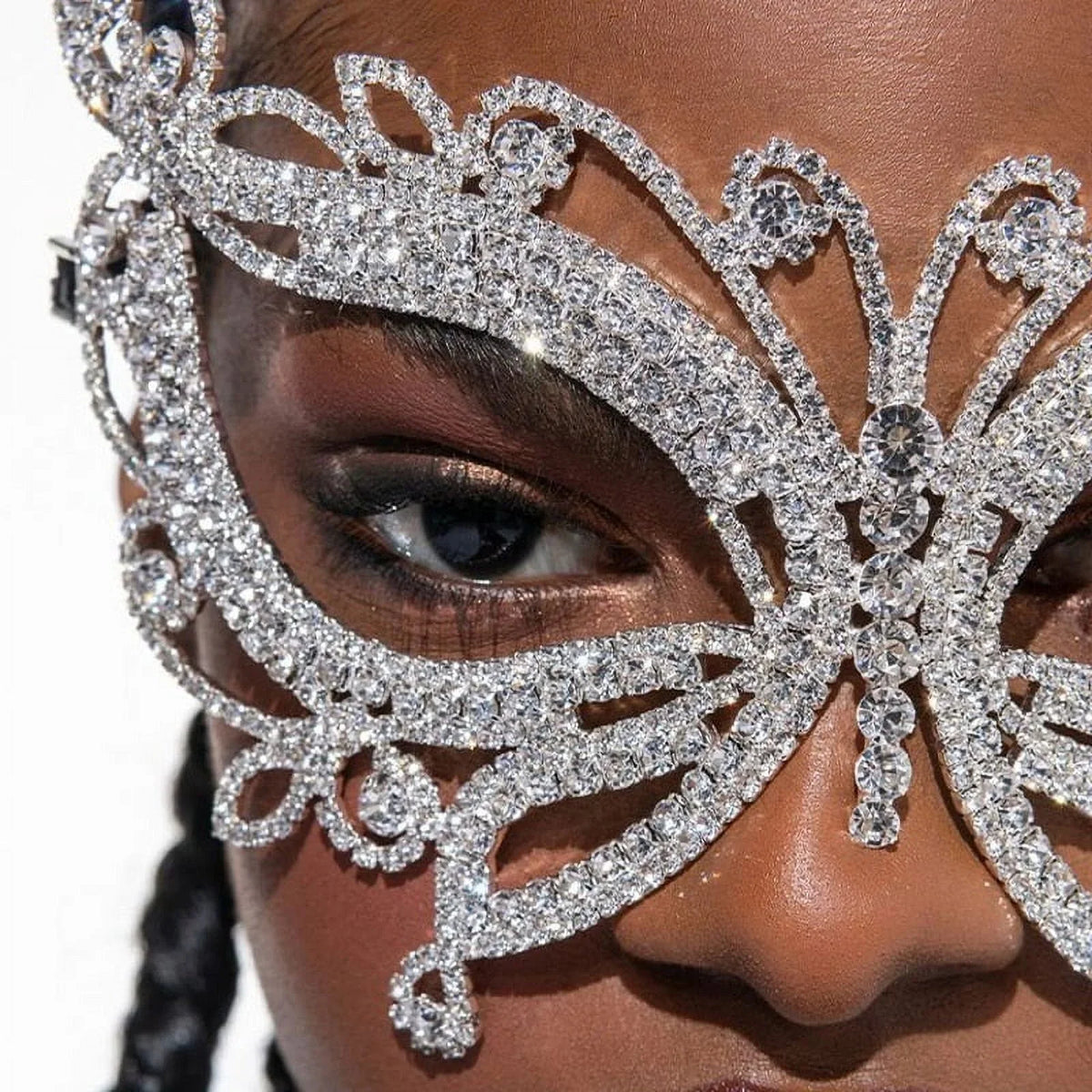 Accessories Halloween for Butterfly Masquerade Women Face Crystal Mask Rhinestone