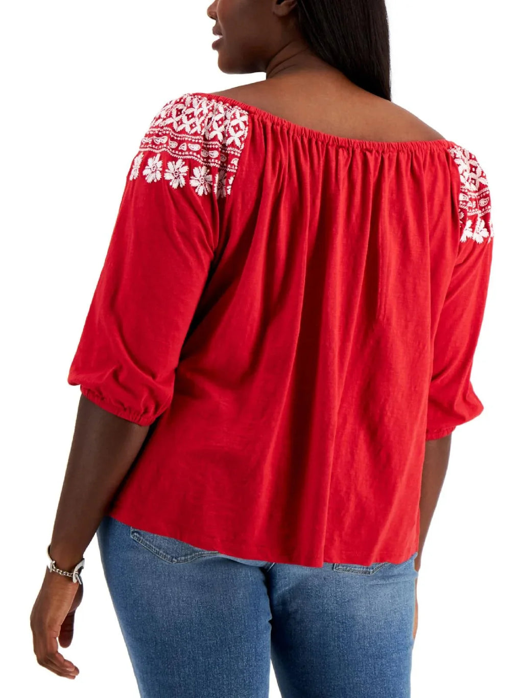 Top Size Shoulder Hilfiger The Off Red 3X Women's Embroidered Tommy