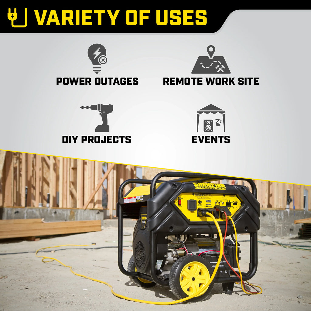 Portable and Generator Start Champion Electric Hook Power Equipment Lift with Watts 15,000/12,000