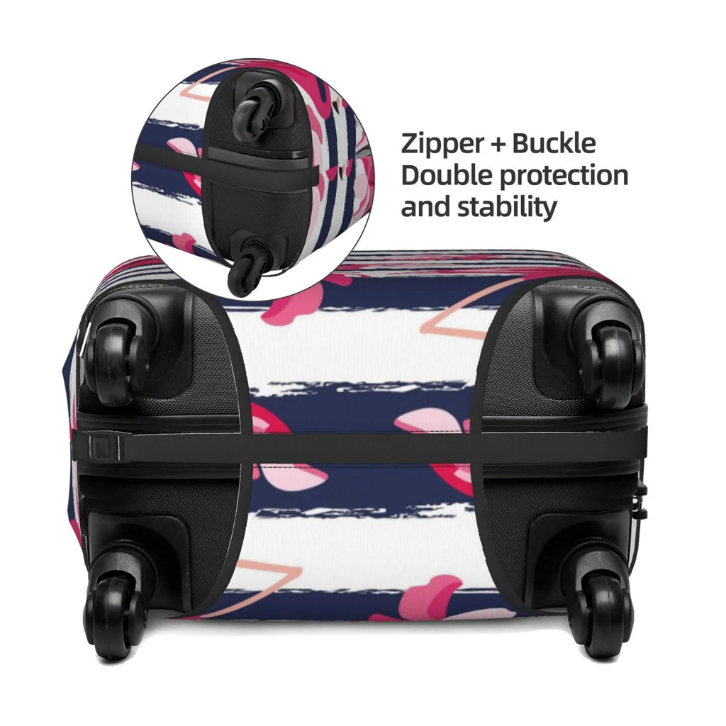 Ocsxa Dust-Proof Pink Suitcase Stripes Luggage Travel Cover For 18-32inch And Dark Blue Protector Flamingos Cover Print