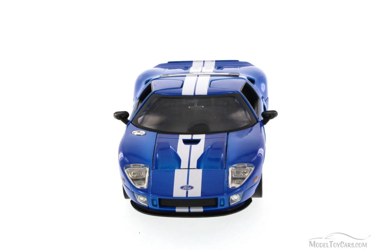 Stripes 7\" White by Ford Diecast Model Furious Blue GT Jada" Car (2015) 1/24 with & \Fast Movie